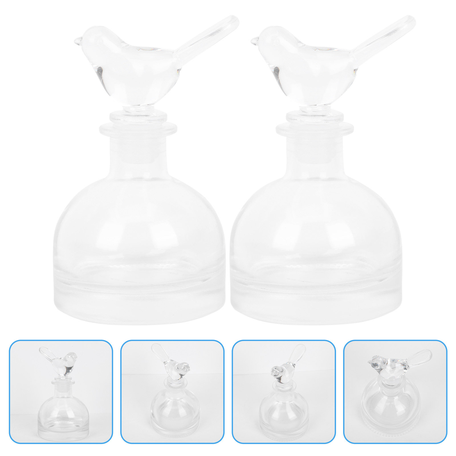 Home Fragrance Bottle - 2Pcs Glass Perfume Bottles Clear Chic