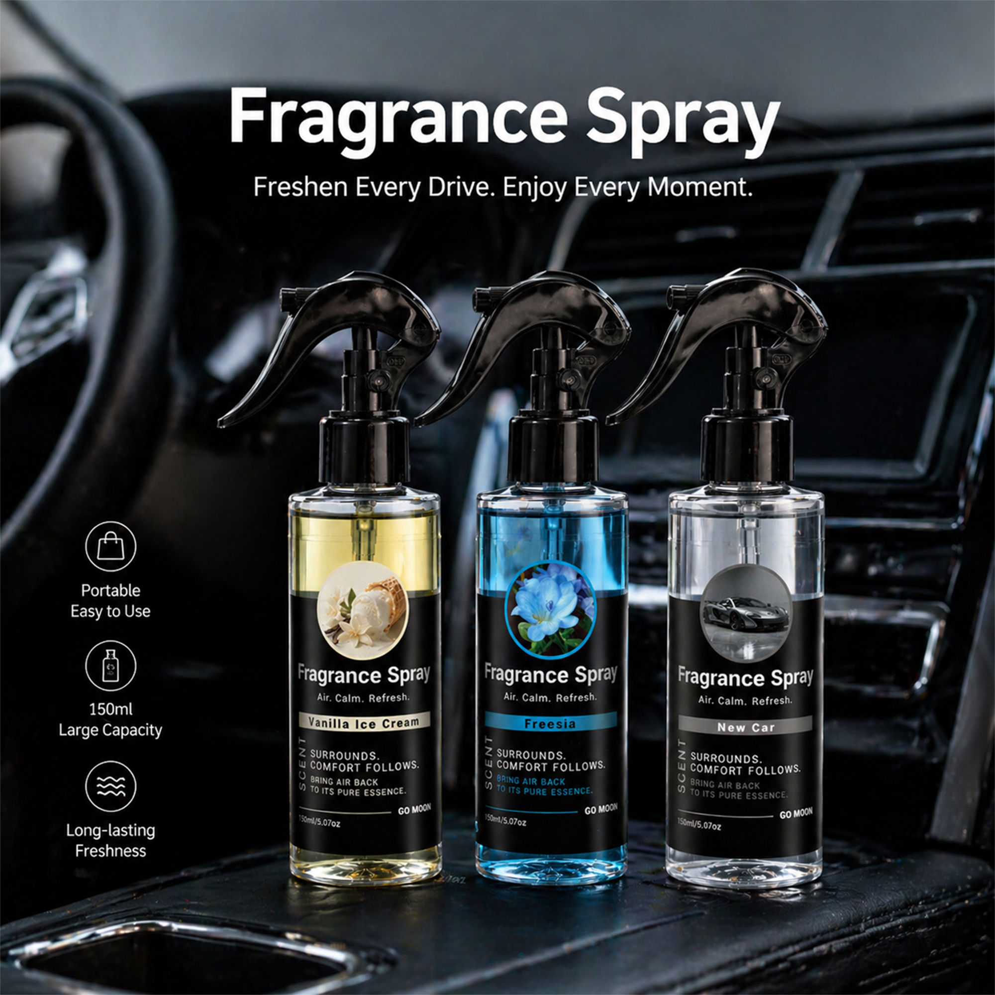 Home Fragrance Logo - flower fruit scent car fragrance spray,